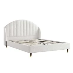 Eleanor White Boucle Upholstered Bed Frame With Domed Headboard 18 Eleanor White Boucle Upholstered Bed Frame With Domed Headboard -Daals Shop JAH 08 ECRU BOU WB2