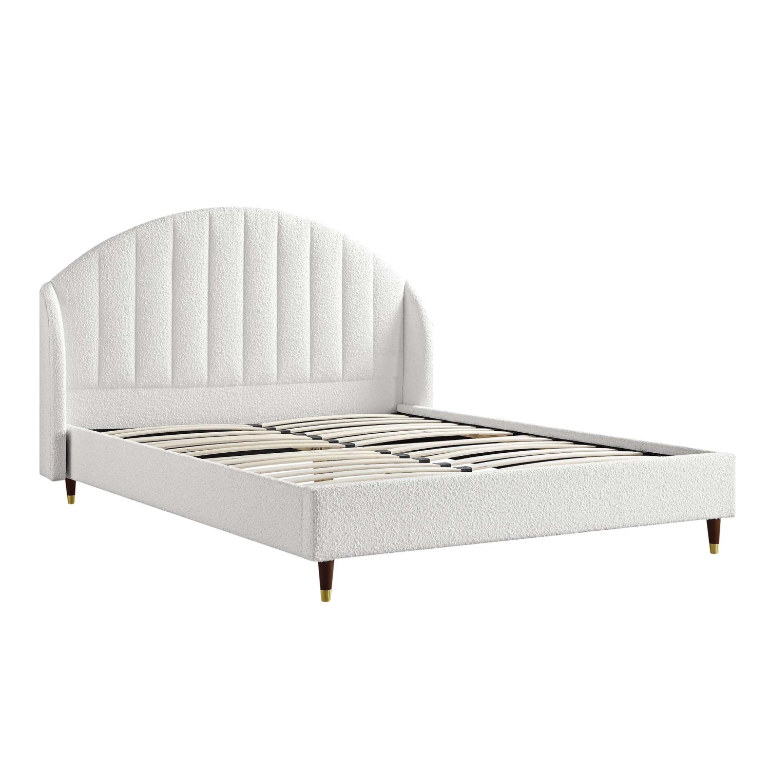 Eleanor White Boucle Upholstered Bed Frame With Domed Headboard 6 Eleanor White Boucle Upholstered Bed Frame With Domed Headboard - Image 6
