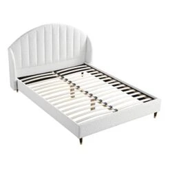 Eleanor White Boucle Upholstered Bed Frame With Domed Headboard 19 Eleanor White Boucle Upholstered Bed Frame With Domed Headboard -Daals Shop JAH 08 ECRU BOU WB3