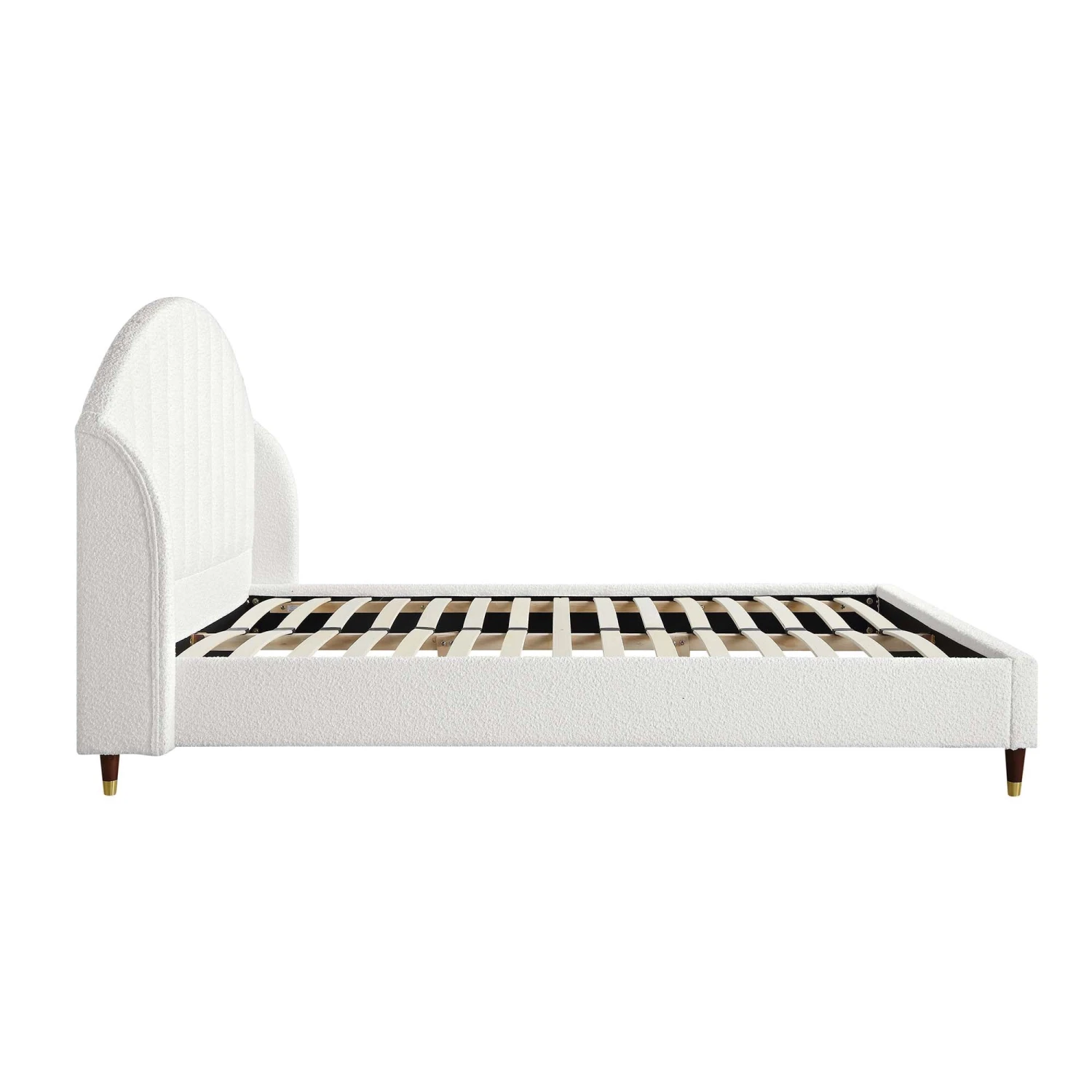 Eleanor White Boucle Upholstered Bed Frame With Domed Headboard 8 Eleanor White Boucle Upholstered Bed Frame With Domed Headboard - Image 8