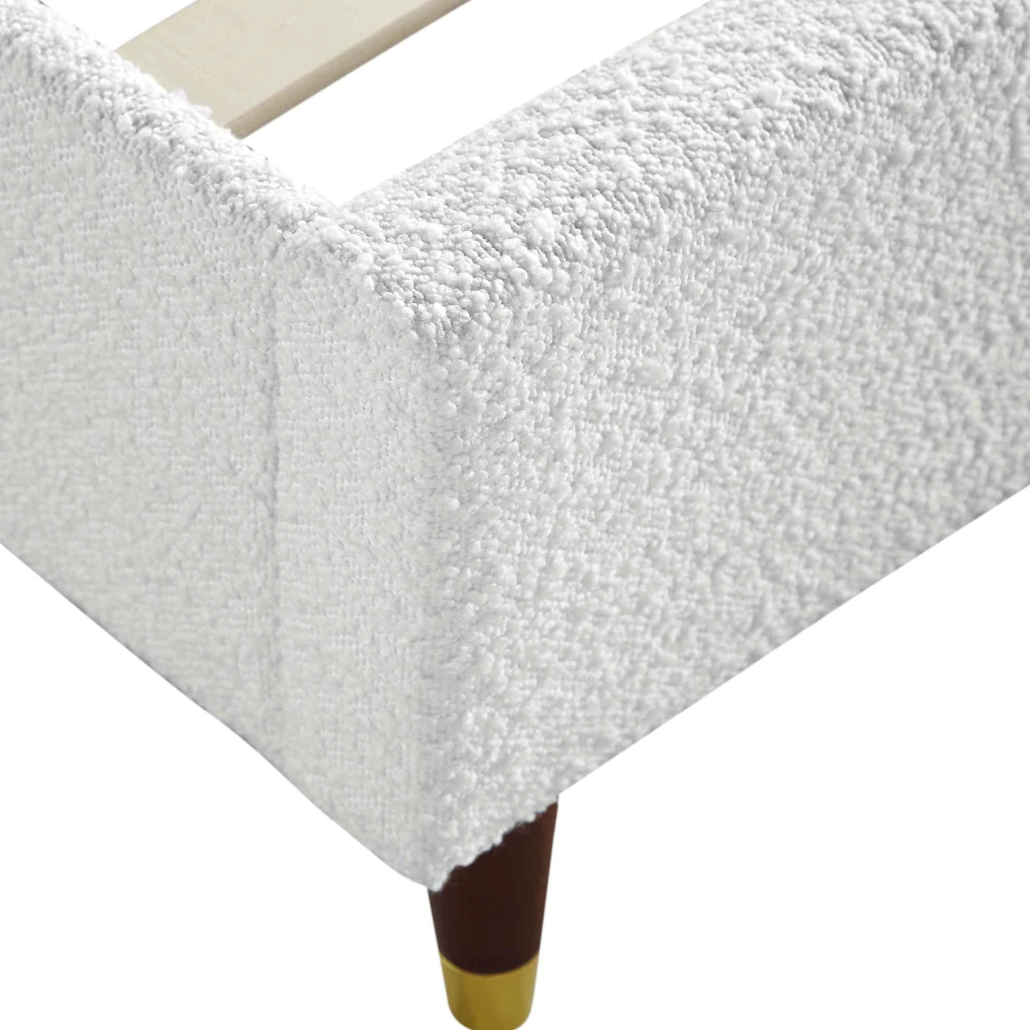 Eleanor White Boucle Upholstered Bed Frame With Domed Headboard 12 Eleanor White Boucle Upholstered Bed Frame With Domed Headboard - Image 12