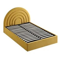Archer Mustard Yellow Velvet Ottoman Storage Bed -Daals Shop JAH 09 MUSTVEL WB4