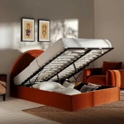 Archer Rust Velvet Ottoman Storage Bed -Daals Shop JAH 09 RUSTVEL scene2