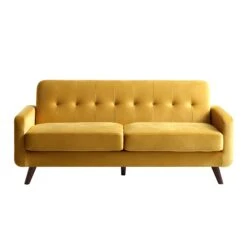 Clarence 3-Seater Sofa In Mustard Yellow Velvet -Daals Shop LVSF 06 MUSTARDVEL 3ST WB1