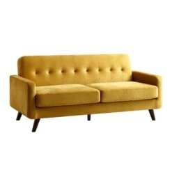 Clarence 3-Seater Sofa In Mustard Yellow Velvet -Daals Shop LVSF 06 MUSTARDVEL 3ST WB2
