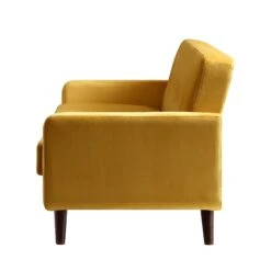 Clarence 3-Seater Sofa In Mustard Yellow Velvet -Daals Shop LVSF 06 MUSTARDVEL 3ST WB4