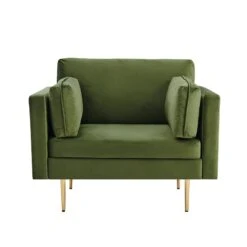Pelham Moss Green Velvet Fabric Armchair -Daals Shop LVSF 386 GREENVEL 1ST WB1