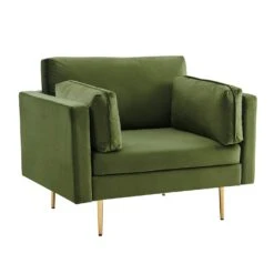 Pelham Moss Green Velvet Fabric Armchair -Daals Shop LVSF 386 GREENVEL 1ST WB2