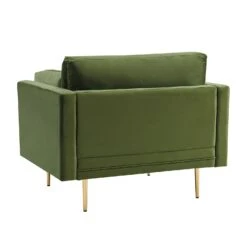 Pelham Moss Green Velvet Fabric Armchair -Daals Shop LVSF 386 GREENVEL 1ST WB3