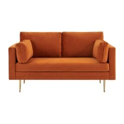Pelham Orange Velvet Fabric Sofa -Daals Shop LVSF 386 ORANGEVEL 2ST 2