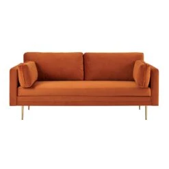 Pelham Orange Velvet Fabric Sofa -Daals Shop LVSF 386 ORANGEVEL 3ST 2