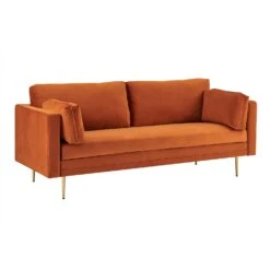 Pelham Orange Velvet Fabric Sofa -Daals Shop LVSF 386 ORANGEVEL 3ST 3