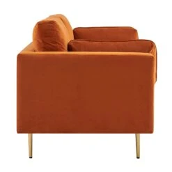 Pelham Orange Velvet Fabric Sofa -Daals Shop LVSF 386 ORANGEVEL 3ST 4