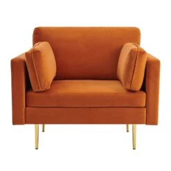 Pelham Orange Velvet Fabric Armchair -Daals Shop LVSF 89 ORANGEVEL 1ST WB1