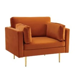 Pelham Orange Velvet Fabric Armchair -Daals Shop LVSF 89 ORANGEVEL 1ST WB2