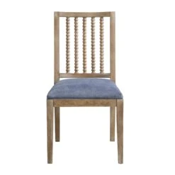 Hemingford Set Of 2 Blue Grey Velvet Bobbin Spindle Dining Chair -Daals Shop LW DCH 511 BLUEVEL 2P WB2