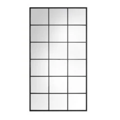 Chardwell Full Length Industrial Metal Window Mirror 180 X 100 Cm, Black -Daals Shop MIRR 005 BLACK WB1