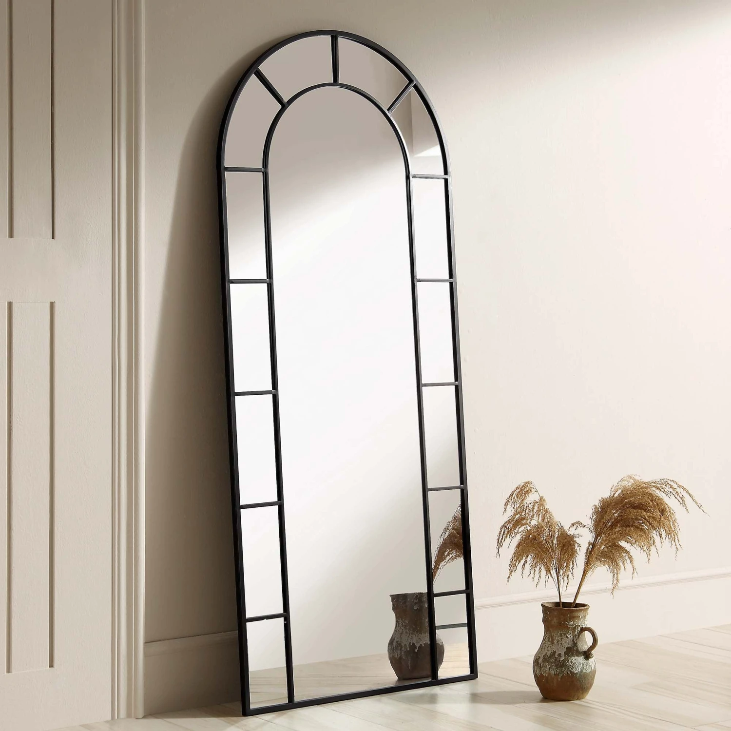 Beaumont Arched Full Lenth Metal Frame Mirror 178 X 76 Cm, Black 1 Beaumont Arched Full Lenth Metal Frame Mirror 178 X 76 Cm, Black