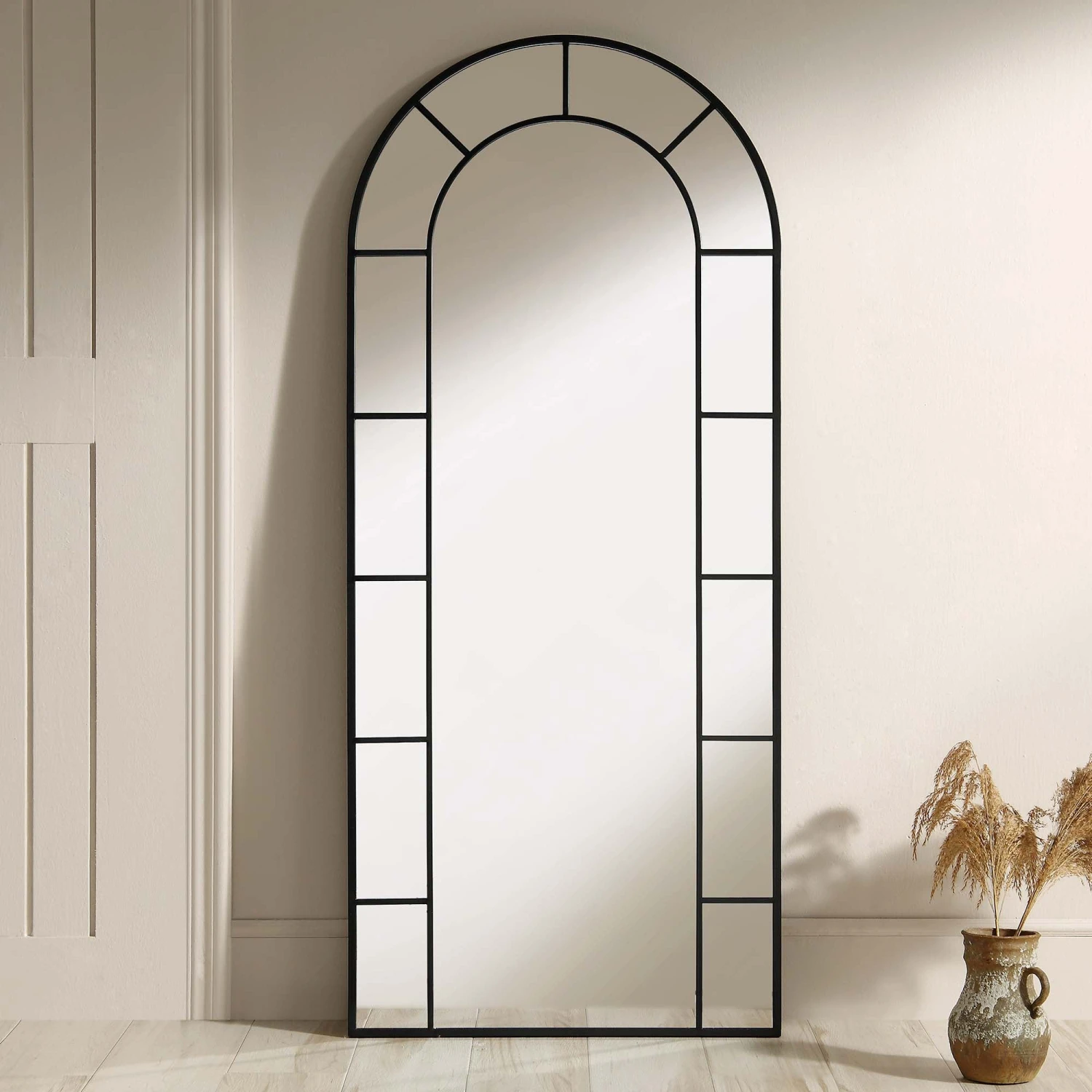 Beaumont Arched Full Lenth Metal Frame Mirror 178 X 76 Cm, Black 2 Beaumont Arched Full Lenth Metal Frame Mirror 178 X 76 Cm, Black - Image 2