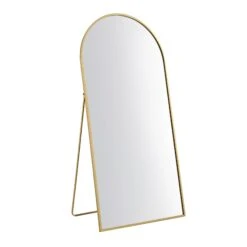 Dina Freestanding Arched Full Length Metal Frame Mirror 160 X 76 Cm, Gold Effect -Daals Shop MIRR 049 GOLD WB1