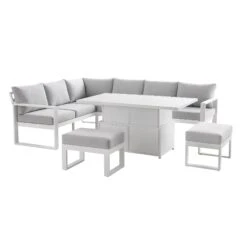 Albany Aluminium Large Corner Casual Dining Set With Rising Table, White 18 Albany Aluminium Large Corner Casual Dining Set With Rising Table, White -Daals Shop OD DINE 1045 WHITE WB2