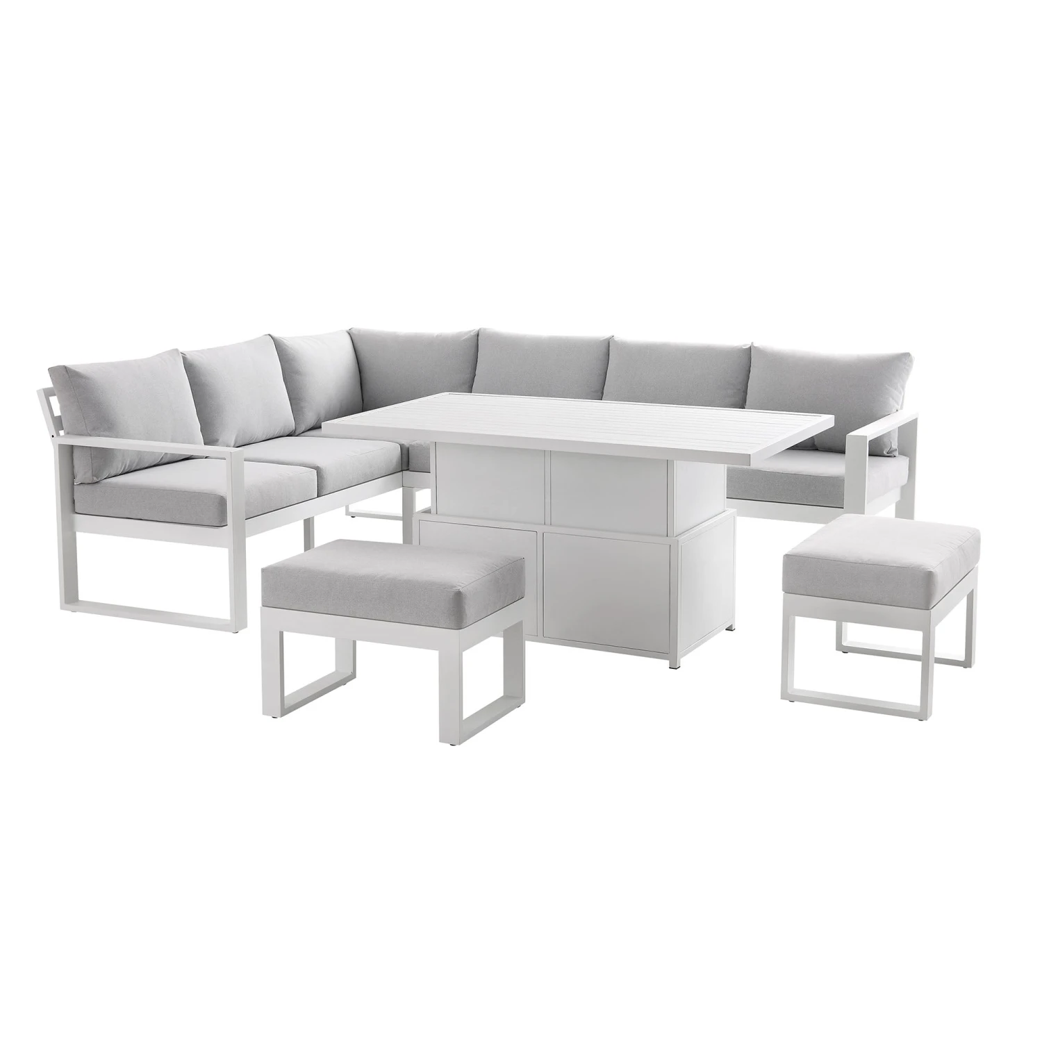 Albany Aluminium Large Corner Casual Dining Set With Rising Table, White 5 Albany Aluminium Large Corner Casual Dining Set With Rising Table, White - Image 5