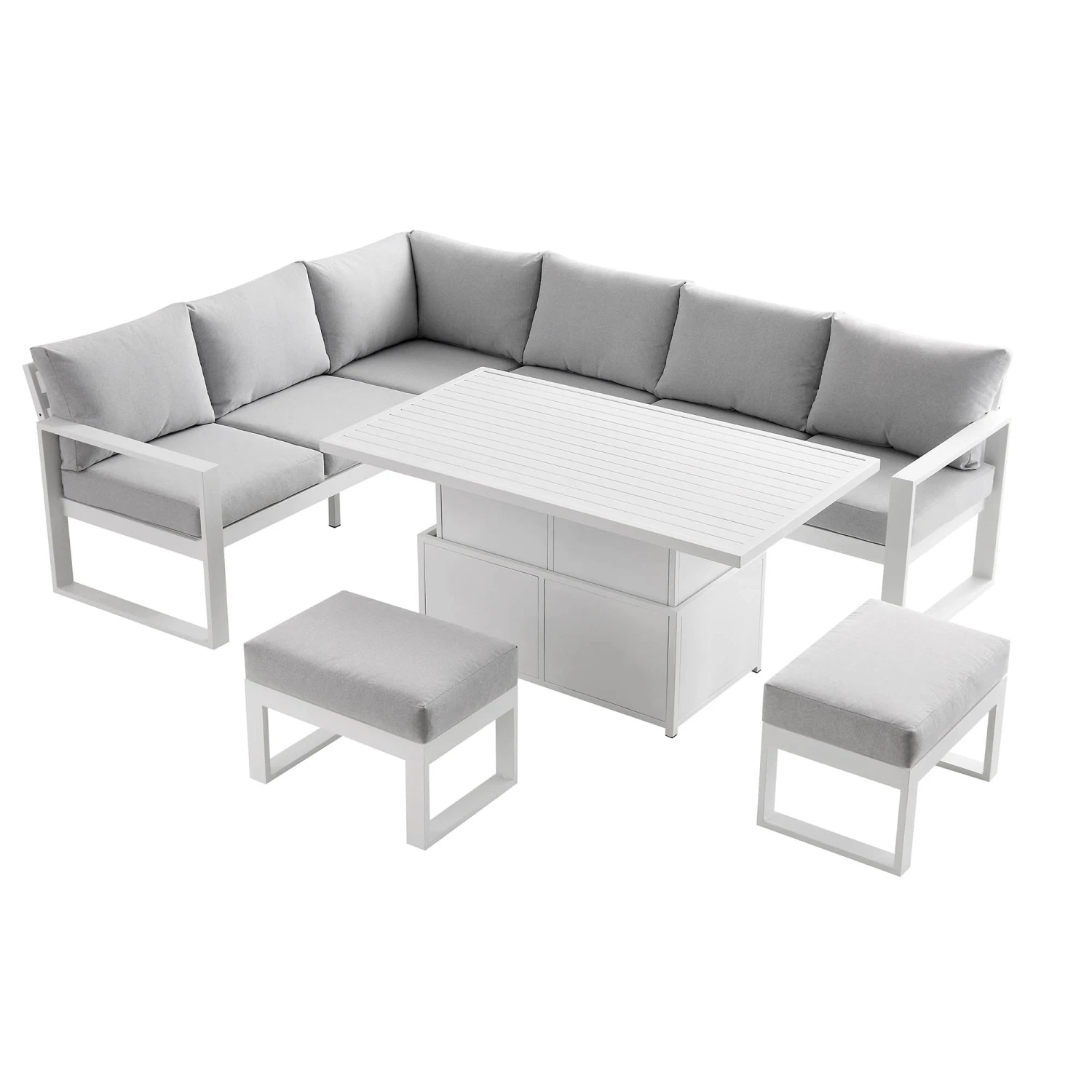 Albany Aluminium Large Corner Casual Dining Set With Rising Table, White 6 Albany Aluminium Large Corner Casual Dining Set With Rising Table, White - Image 6