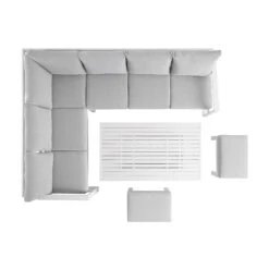 Albany Aluminium Large Corner Casual Dining Set With Rising Table, White 21 Albany Aluminium Large Corner Casual Dining Set With Rising Table, White -Daals Shop OD DINE 1045 WHITE WB5