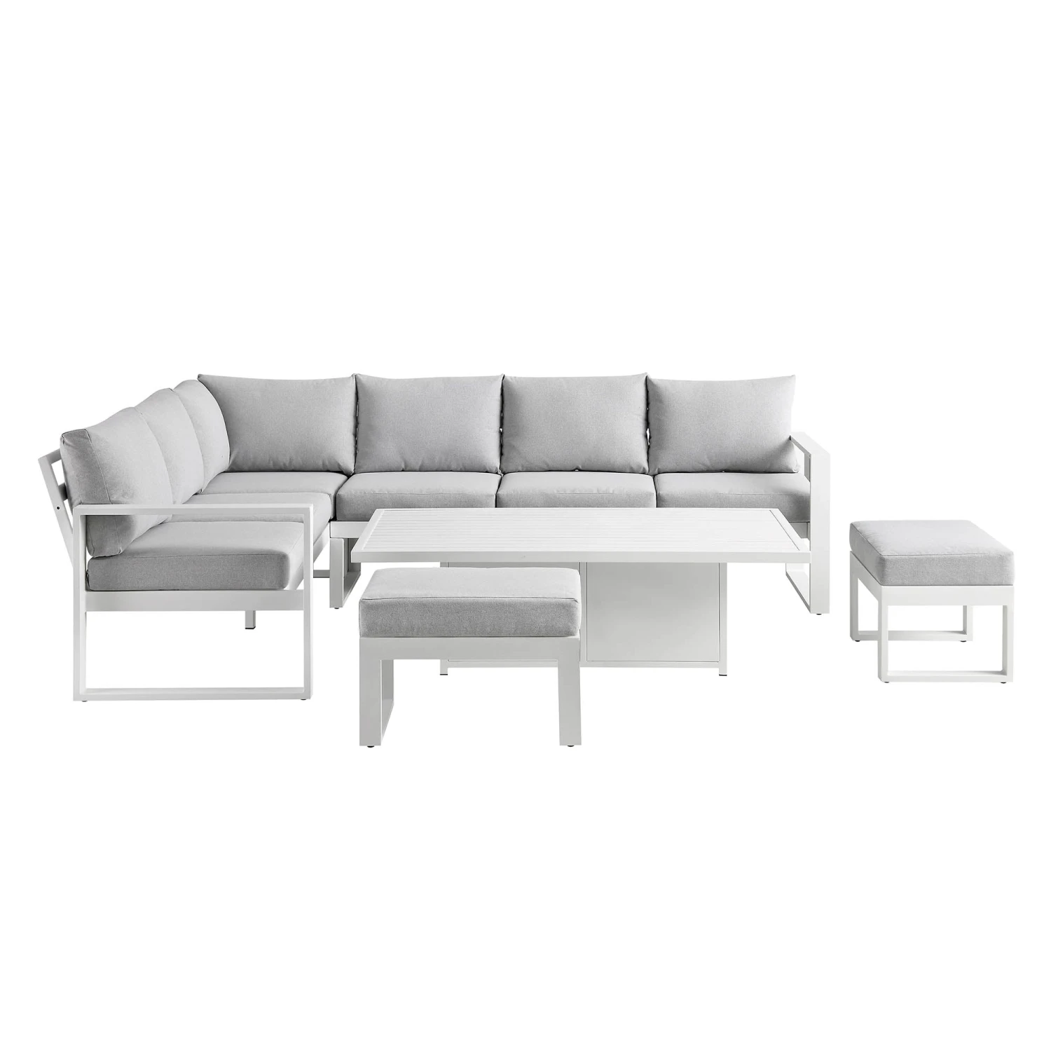 Albany Aluminium Large Corner Casual Dining Set With Rising Table, White 9 Albany Aluminium Large Corner Casual Dining Set With Rising Table, White - Image 9