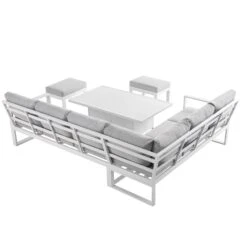 Albany Aluminium Large Corner Casual Dining Set With Rising Table, White 23 Albany Aluminium Large Corner Casual Dining Set With Rising Table, White -Daals Shop OD DINE 1045 WHITE WB7