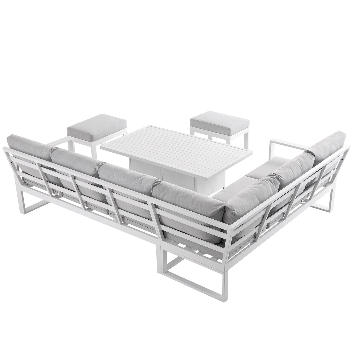 Albany Aluminium Large Corner Casual Dining Set With Rising Table, White 10 Albany Aluminium Large Corner Casual Dining Set With Rising Table, White - Image 10