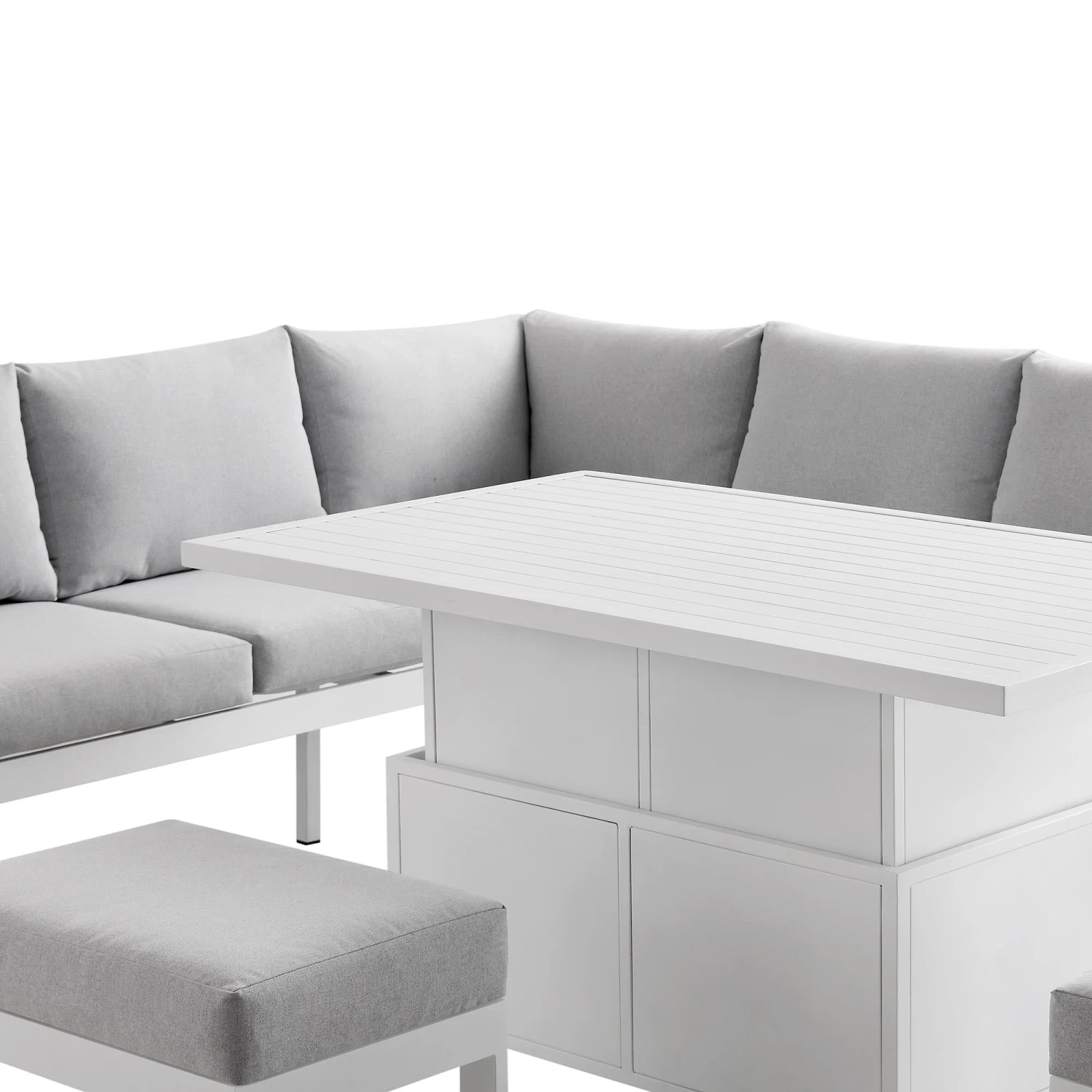 Albany Aluminium Large Corner Casual Dining Set With Rising Table, White 11 Albany Aluminium Large Corner Casual Dining Set With Rising Table, White - Image 11