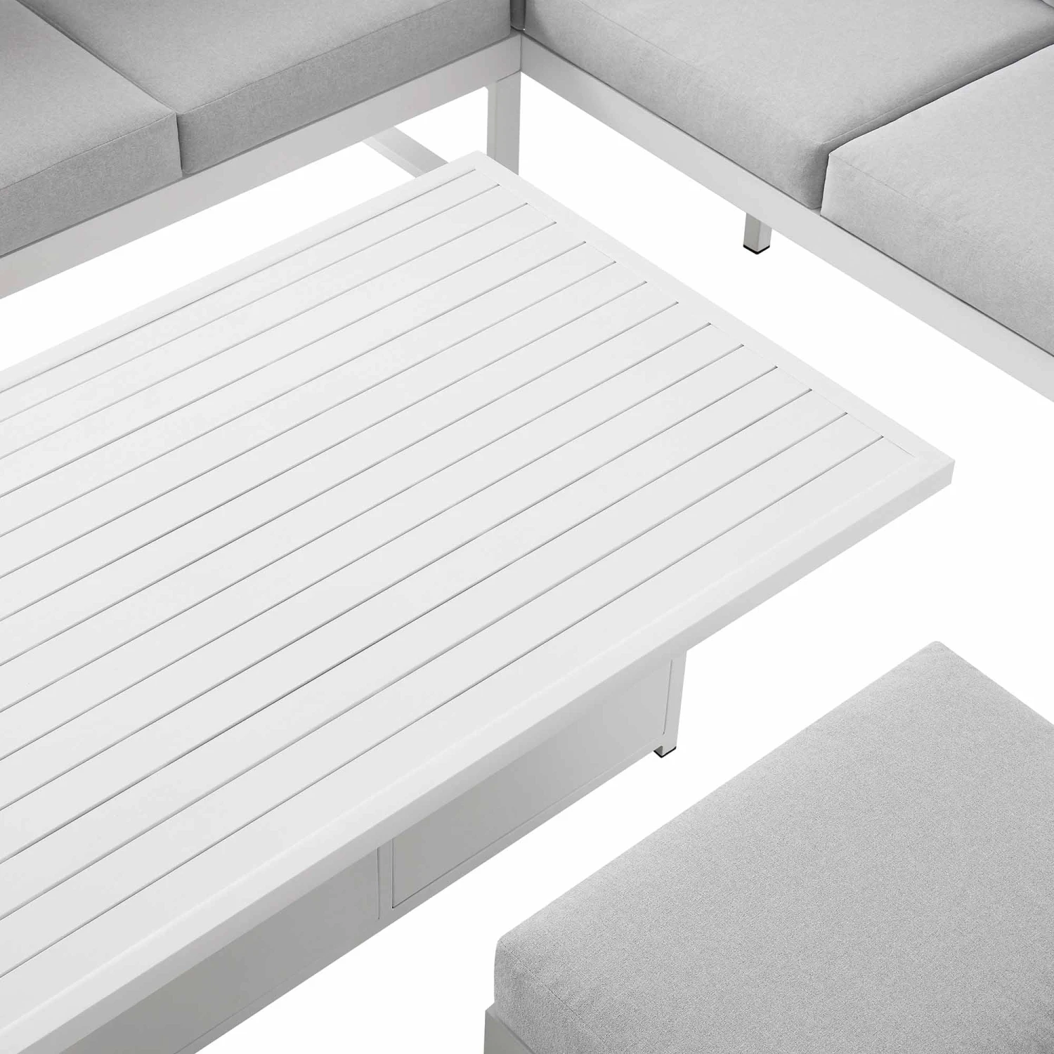 Albany Aluminium Large Corner Casual Dining Set With Rising Table, White 12 Albany Aluminium Large Corner Casual Dining Set With Rising Table, White - Image 12