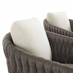 Montebello 6-Seater Outdoor Taupe Rope And Aluminium Oval Dining Set With White Ceramic Dining Table -Daals Shop OD DINE 1072 WHITE detail3