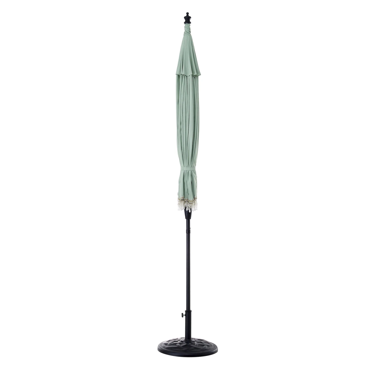 Hacienda 2.4M Sage Green Beaded Carousel Garden Parasol With Fringe Tassels And Aluminium Tilt 3 Hacienda 2.4M Sage Green Beaded Carousel Garden Parasol With Fringe Tassels And Aluminium Tilt - Image 3