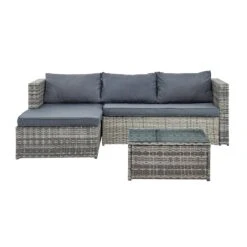 Troy Corner Rattan Garden Sofa Set With Table -Daals Shop OD SF 005 GREY 2