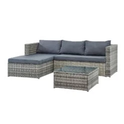Troy Corner Rattan Garden Sofa Set With Table -Daals Shop OD SF 005 GREY 3