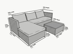 Troy Corner Rattan Garden Sofa Set With Table -Daals Shop OD SF 005 size