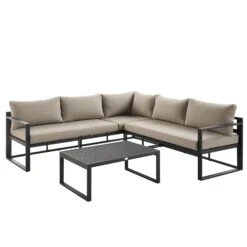 Albany Aluminium Corner Sofa Set With Reclining Back And Coffee Table, Taupe -Daals Shop OD SF 1023 TAUPE WB2