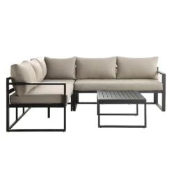 Albany Aluminium Corner Sofa Set With Reclining Back And Coffee Table, Taupe -Daals Shop OD SF 1023 TAUPE WB3