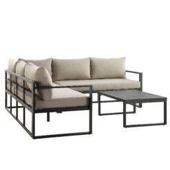 Albany Aluminium Corner Sofa Set With Reclining Back And Coffee Table, Taupe -Daals Shop OD SF 1023 TAUPE WB5