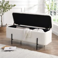 Jed Ecru Boucle 120cm Large Storage Ottoman Bench -Daals Shop OTTO 2245 ECRUBOUCLE scene1