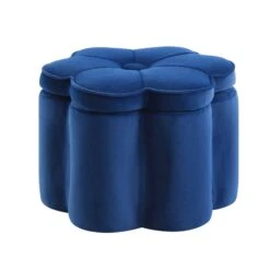 Pollie Navy Velvet Storage Stool -Daals Shop POUF 291 NAVY VEL WB3