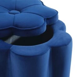 Pollie Navy Velvet Storage Stool -Daals Shop POUF 291 NAVY VEL detail2