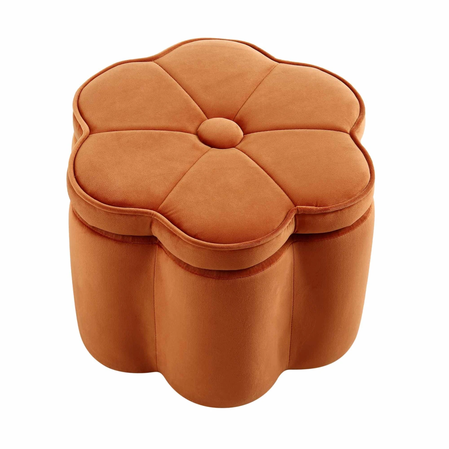 Pollie Orange Velvet Storage Stool 3 Pollie Orange Velvet Storage Stool - Image 3