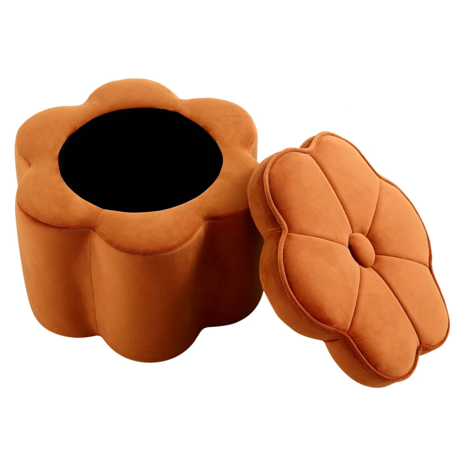 Pollie Orange Velvet Storage Stool 5 Pollie Orange Velvet Storage Stool - Image 5