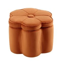 Pollie Orange Velvet Storage Stool 14 Pollie Orange Velvet Storage Stool -Daals Shop POUF 291 ORANGE VEL WB3