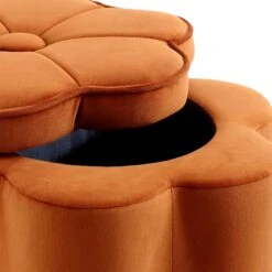 Pollie Orange Velvet Storage Stool 17 Pollie Orange Velvet Storage Stool -Daals Shop POUF 291 ORANGE VEL detail2