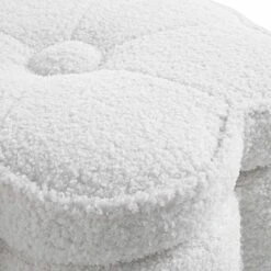 Pollie White Teddy Boucle Storage Stool -Daals Shop POUF 291 WHITE TEDDY detail1