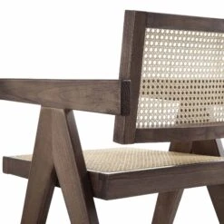 Jeanne Dark Walnut Cane Rattan Solid Beech Wood Dining Chair -Daals Shop XN 1933C DARKWALNUT detail3